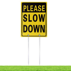 Kichwit Slow Down Sign front view with reflective surface