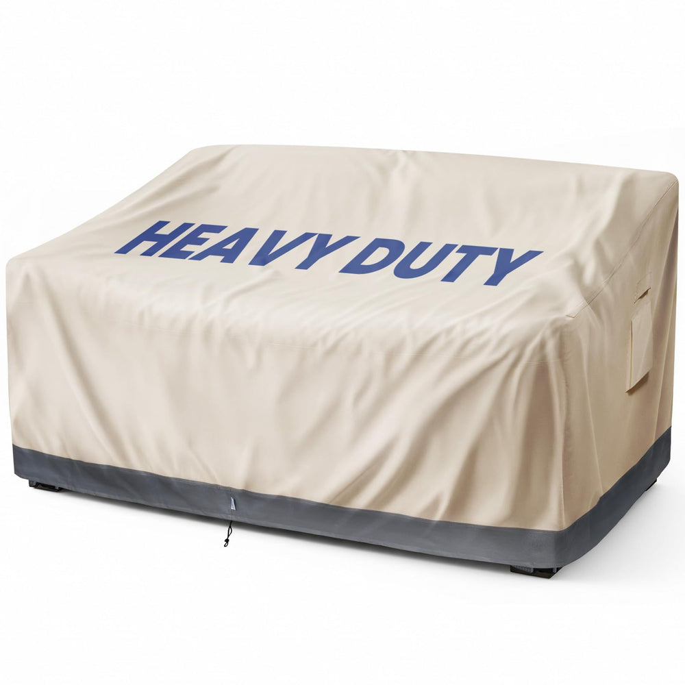 Kikcoin Outdoor Couch Cover beige and grey front view