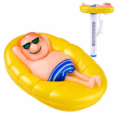 Kingsource Floating Pool Thermometer front view showing yellow cartoon design