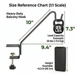 Kingsyard 10 Inch deck hook side view with mounting knob