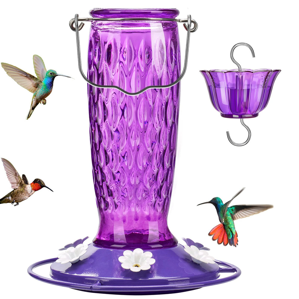 Kingsyard Glass Hummingbird Feeder purple model front view