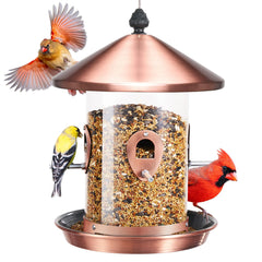 Kingsyard Large Metal Bird Feeder in copper with clear tube