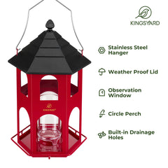 Kingsyard Metal Bird Feeder with weatherproof lid