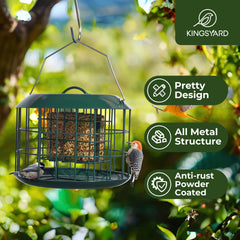 Kingsyard Squirrel Proof Suet Feeder side view showing metal construction