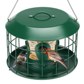 Kingsyard Tube Squirrel Proof Bird Feeder front view with green metal design