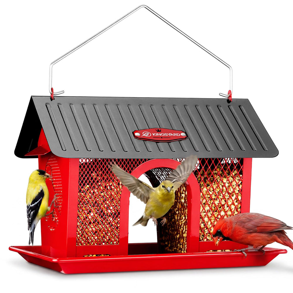 Kingsyard Wild Bird Feeder red metal front view