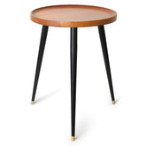 KINNARY plant stand indoor walnut wood top with metal legs