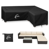Kipiea L-Shape Patio Furniture Cover front view, black, 120"x90"