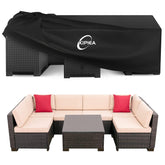 Kipiea Patio Furniture Cover front view, black, waterproof design