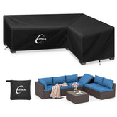 Kipiea Patio L-Shaped Sectional Sofa Cover in black, front view