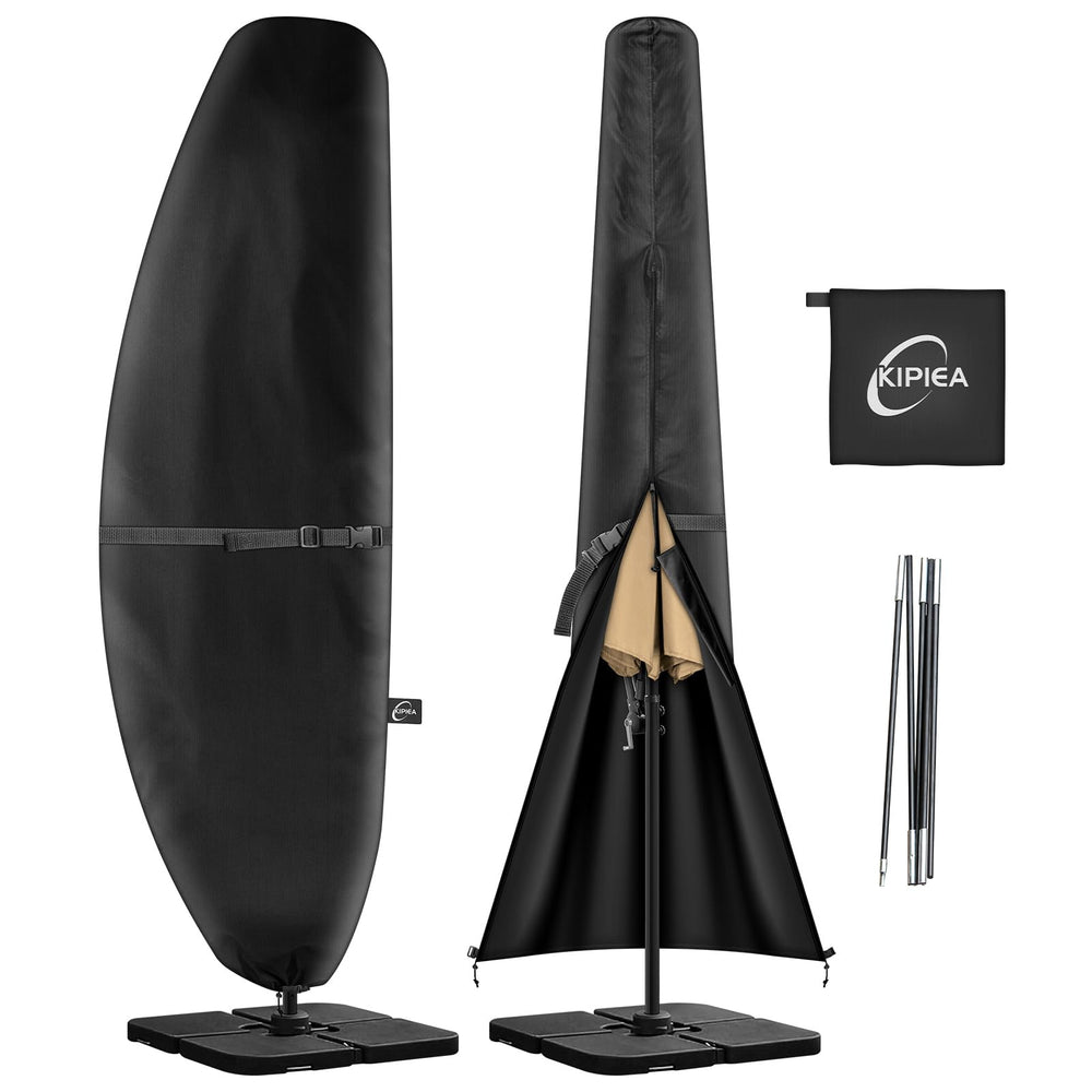 Kipiea Patio Umbrella Cover for 7'-11.5' offset umbrella, black