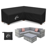 Kipiea Patio V-Shaped Sectional Sofa Cover black front view