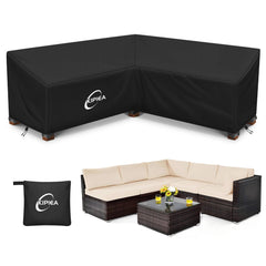 Kipiea V-Shaped Sectional Sofa Cover in Black, front view