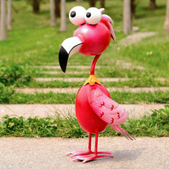 Kircust Flamingo Statue side view highlighting metal finish