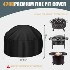 KISEER Fire Pit Cover side view showing adjustable drawstring