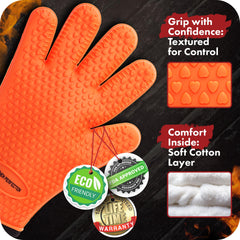 Kitchen Perfection BBQ Gloves in use on grill