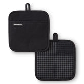 KitchenAid Gridlines Pot Holders front view, matte black