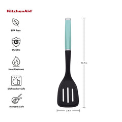 KitchenAid Slotted Turner Aqua Sky on kitchen countertop