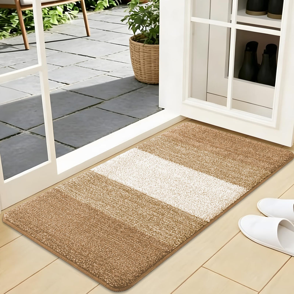 Kitinjoy Indoor Outdoor Door Mat 40x24 in camel colour front view
