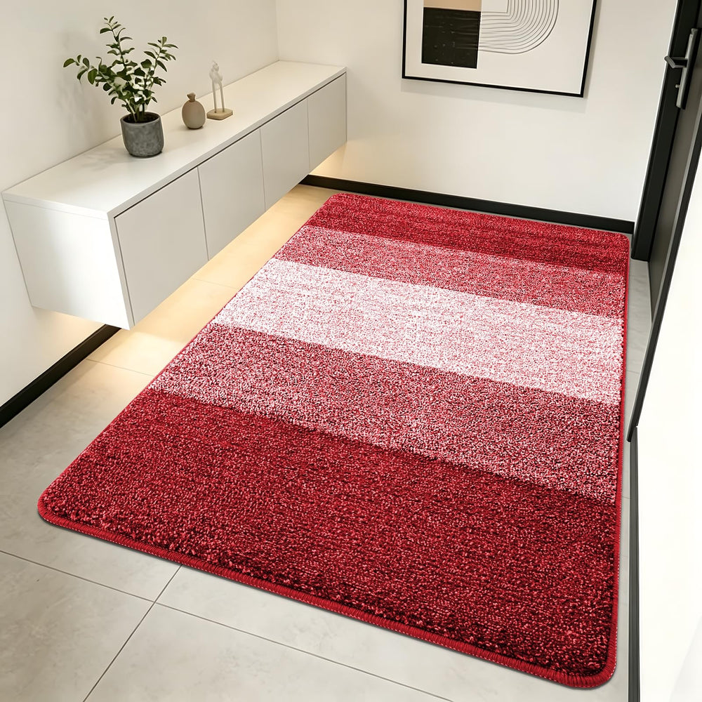 Kitinjoy Indoor Outdoor Door Mat front view in Burgundy