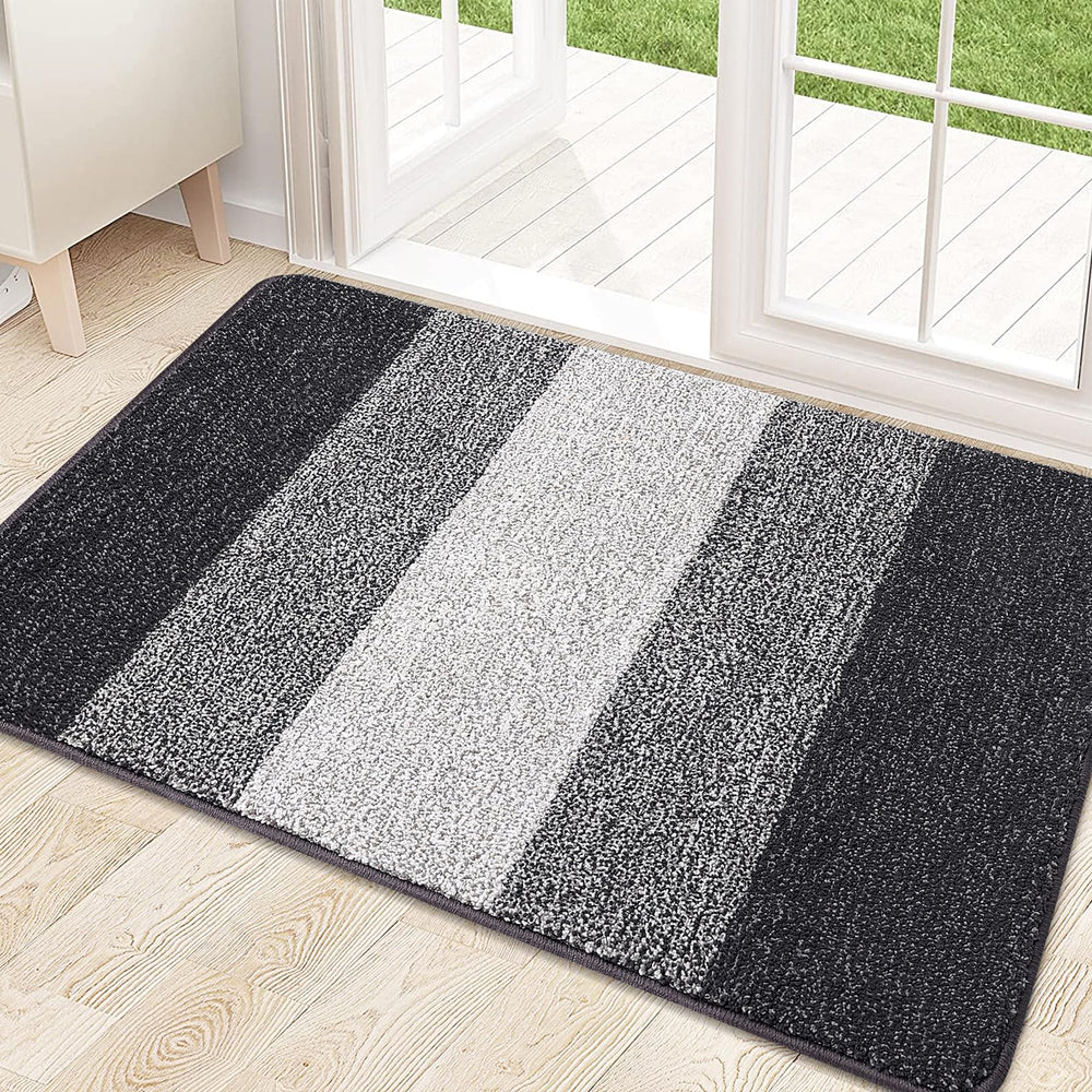 Kitinjoy Indoor Outdoor Doormat front view, grey, 32x20 size