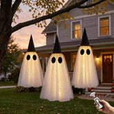 KIWDY Halloween ghost decoration with witch hat, front view