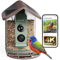 Kiwibit Solar Smart Bird Feeder front view with camera