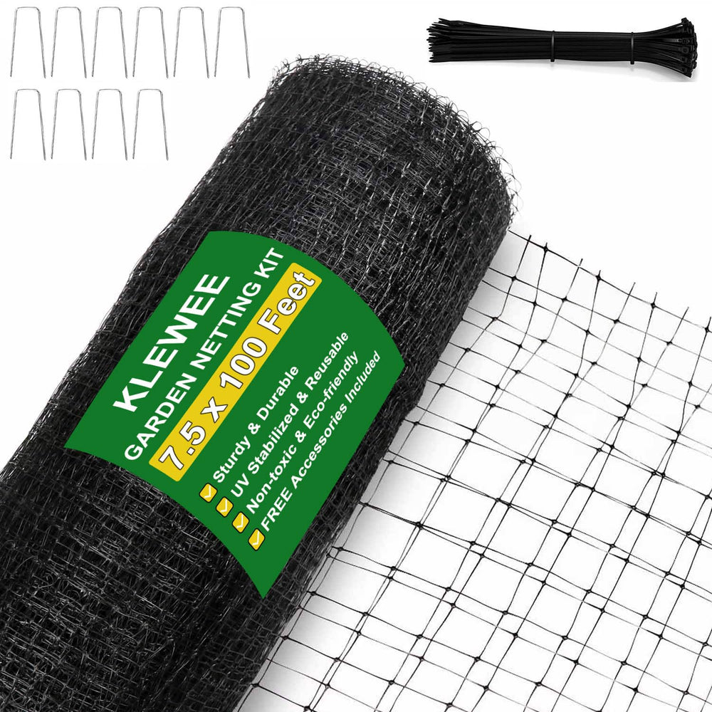 KLEWEE Bird Netting 7.5 x 100 FT in black color