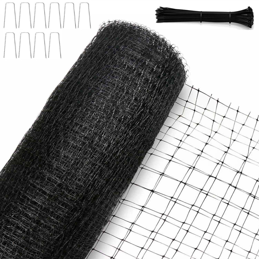 KLEWEE Bird Netting 7.5x25 FT black mesh front view