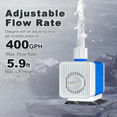 Knifel 400GPH Water Fountain Pump top view with nozzles