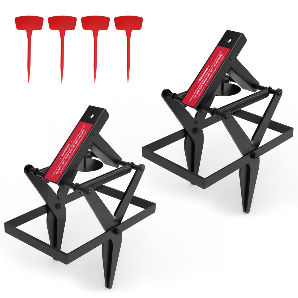 KNINE OUTDOORS Mole Trap black galvanized steel front view