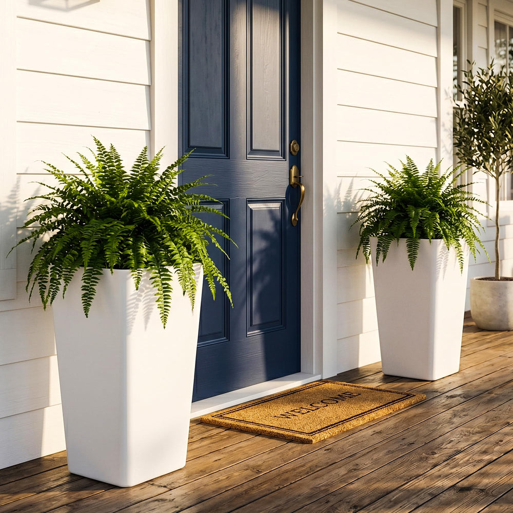 KOL 20 inch tall white planter front view