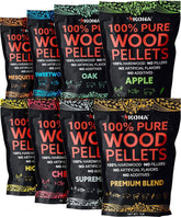 Kona Wood Pellet Variety Pack front view with eight 1 lb bags