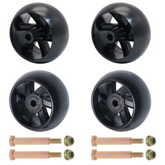 KOOTANS 4 Pack Mower Deck Wheels front view with dimensions