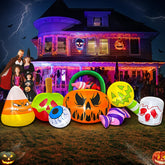 KOOY 10 FT Halloween Inflatable Pumpkin Ghost Combo front view