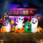 KOOY 8 FT Halloween inflatable ghost and pumpkin decoration front view