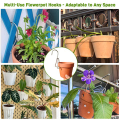 KOROI terracotta pot hooks displayed with various plant types