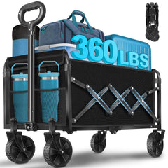 Kovryx Collapsible Wagon Cart in black, front view