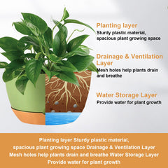 KPUVX 8 Inch Green Hanging Planter in garden setting