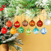 KRISININE 12Pcs colourful glass ball ornaments front view