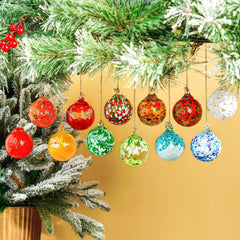 KRISININE 12Pcs colourful glass ball ornaments front view