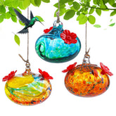 KRISININE glass hummingbird feeder set of 3 front view