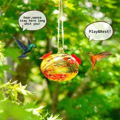 KRISININE Hummingbird Feeder with decorative rubber flowers