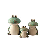 KSZNZB Frog Garden Decor Set of 3 front view with retro glaze finish