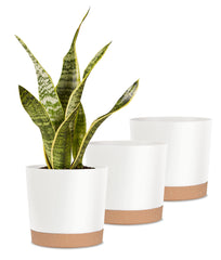 kubvici 8 inch white indoor plant pot front view