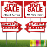 Kuco Estate Sale Signs Kit with two large main boards and four directional arrows