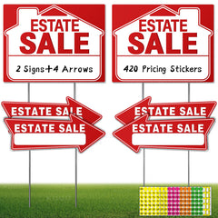 Kuco Estate Sale Signs Kit with two large main boards and four directional arrows