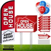 Kuco Open House Flag with Pole Kit displayed outdoors