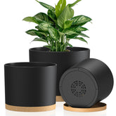 KUGAZ 10-inch black plant pot with saucer