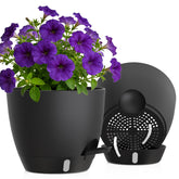 KUGAZ 10 inch self watering pot black with water level indicator